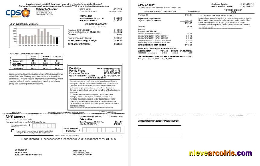 USA CPS ENERGY business utility bill